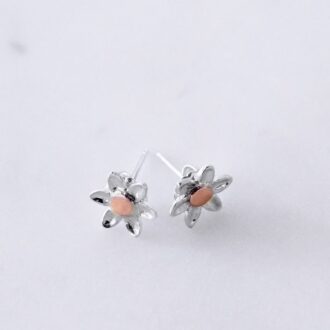 Sterling Silver & 9ct RG Daisy Studs -Small