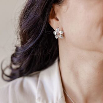 Luminous Silver Daisy Dome Earrings