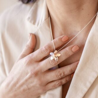 Luminous Silver Daisy Dome Necklace